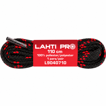 Шнурки плоскі Lahti Pro 110см, чорно-червоні L9040710 L9040710-St1 - офіційний постачальник пецвзуття й аксесуарів Lahti Pro