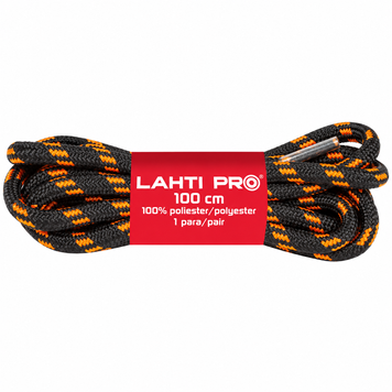 Шнурки круглі Lahti Pro, 100см, чорно-помаранчеві L9040300 L9040300-St1 - офіційний постачальник пецвзуття й аксесуарів Lahti Pro